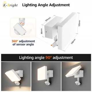 K-BRIGHT Buitenwandlamp Bewegingssensor Balkon Tuin Wit IP65 — miniatuur 2