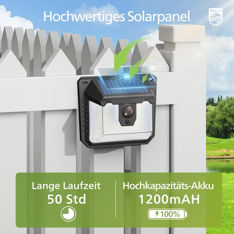 PHILIPS Solar Buitenlamp Bewegingssensor Waterdicht 120 LED — foto 7