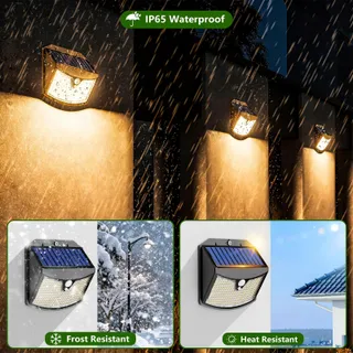 GILIWOSY Solarlamp Bewegingssensor 2 Stuks Warm IP65 — miniatuur 5