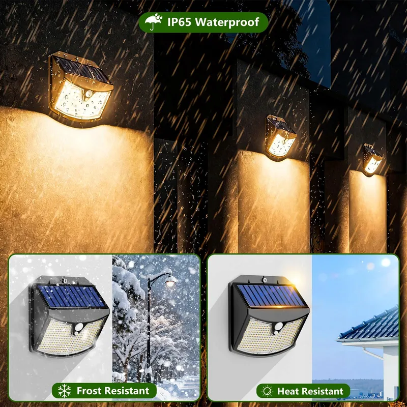 GILIWOSY Solarlamp Bewegingssensor 2 Stuks Warm IP65 — foto 5