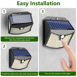 GILIWOSY Solarlamp Bewegingssensor 2 Stuks Warm IP65 — miniatuur 6