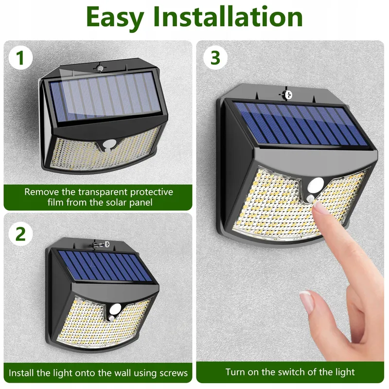 GILIWOSY Solarlamp Bewegingssensor 2 Stuks Warm IP65 — foto 6