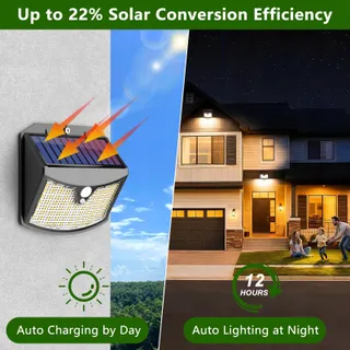 GILIWOSY Solarlamp Bewegingssensor 2 Stuks Warm IP65 — miniatuur 3