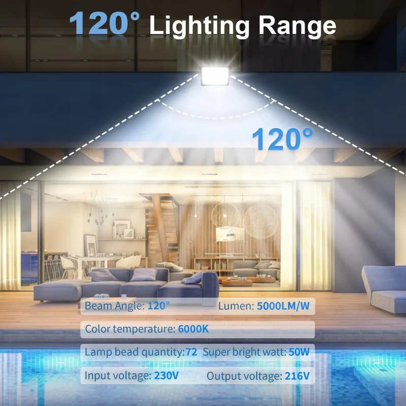 TOOBETTP LED Schijnwerper Garage Fel 50W 5000LM 6000K IP66 — foto 2