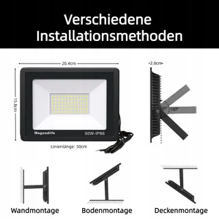 WEGOODLIFE LED Schijnwerper Warm Wit Garage Tuin 50W IP66 — miniatuur 3