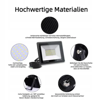 WEGOODLIFE LED Schijnwerper Warm Wit Garage Tuin 50W IP66 — miniatuur 6