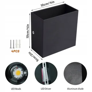 CHEVVY LED Wandlamp Modern Zwart Warmwit 2 St 7W 3000K — miniatuur 2