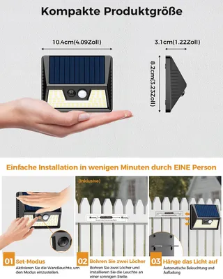 VIGHEP Solar LED Buitenlampen met Bewegingssensor Warm 12 Stuks IP65 — miniatuur 7