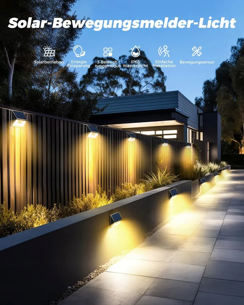VIGHEP Solar LED Buitenlampen met Bewegingssensor Warm 12 Stuks IP65 — foto 3