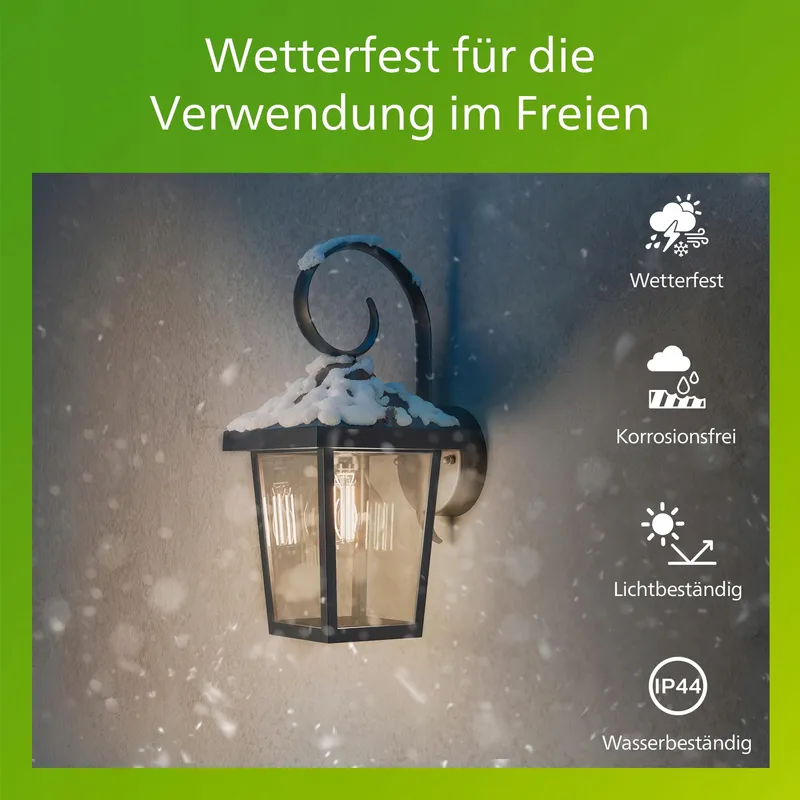 PHILIPS Buzzard Buitenwandlamp E27 Zwart Waterdicht IP44 — foto 3