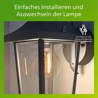 PHILIPS Buzzard Buitenwandlamp E27 Zwart Waterdicht IP44 — miniatuur 4