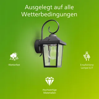 PHILIPS Buzzard Buitenwandlamp E27 Zwart Waterdicht IP44 — miniatuur 2