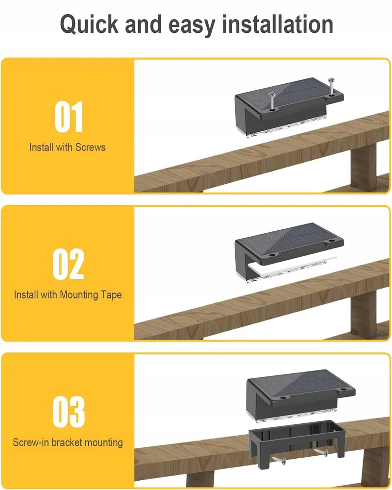 MUSUNIA Solar Wandlamp Waterdicht Buiten 3 Standen 4 Stuks — foto 6