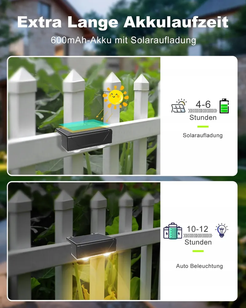 MUSUNIA Solar Wandlamp Waterdicht Buiten 3 Standen 4 Stuks — foto 4