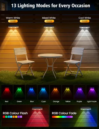 VIIIVA Solarlamp Buiten RGB Tuin Balkon Terras 13 Kleuren IP65 — miniatuur 3