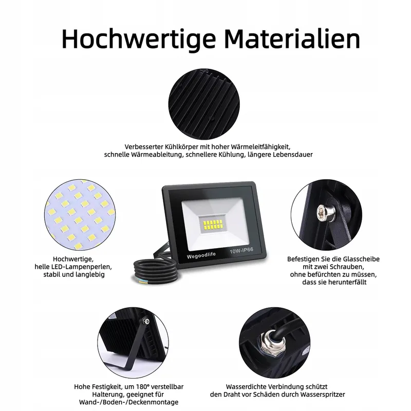 WEGOODLIFE LED Schijnwerper Buiten Fel Warmwit Garage IP66 — foto 6