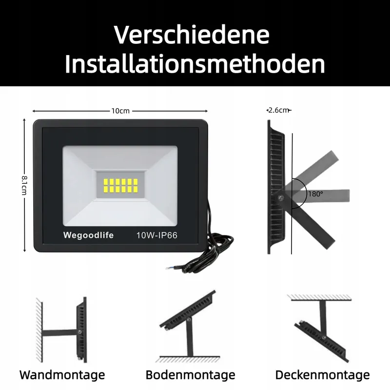 WEGOODLIFE LED Schijnwerper Buiten Fel Warmwit Garage IP66 — foto 3