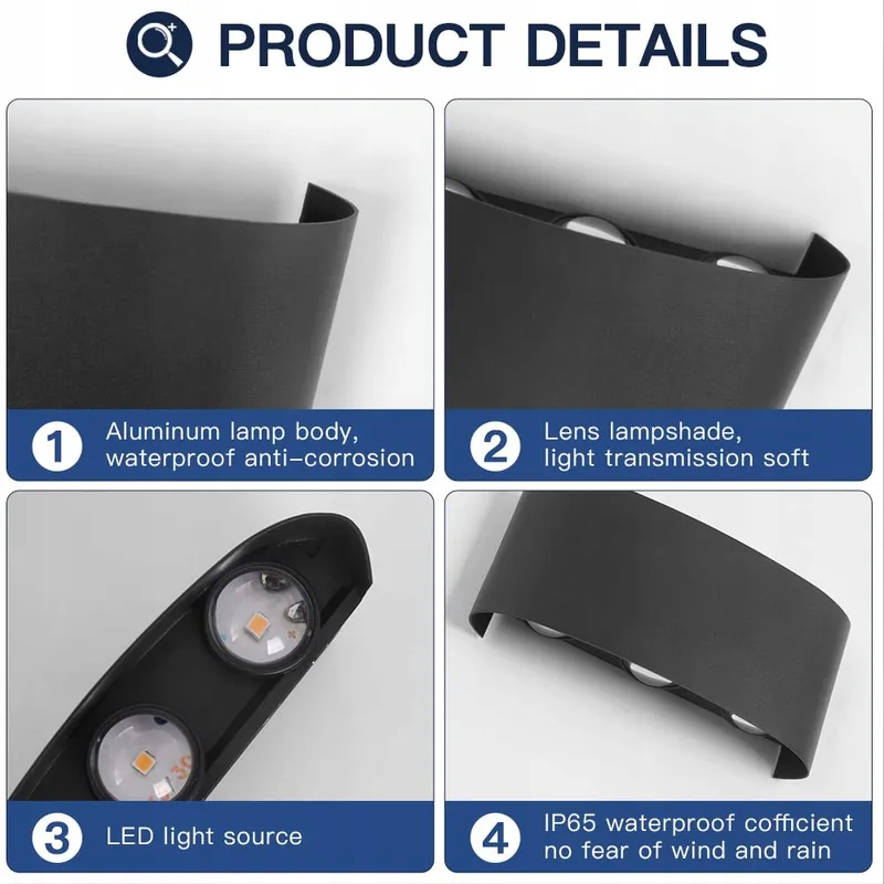 FUPE LED Wandlamp Binnen Buiten Up-Down Zwart Neutraalwit IP65 — foto 6