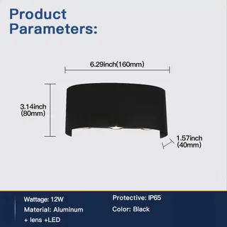 FUPE LED Wandlamp Binnen Buiten Up-Down Zwart Neutraalwit IP65 — miniatuur 5