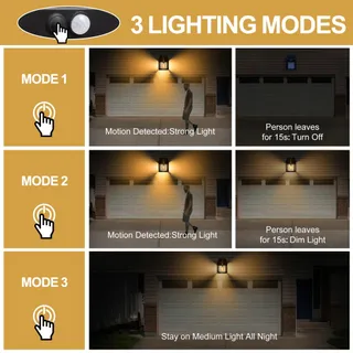 FLACCHI Solar LED Lampen Bewegingsmelder Warmwit Garage 4x IP65 — miniatuur 3