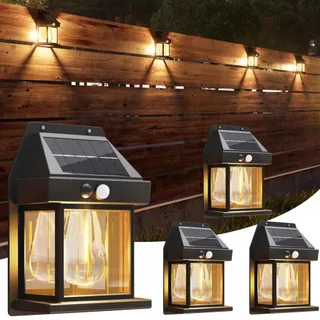 FLACCHI Solar LED Lampen Bewegingsmelder Warmwit Garage 4x IP65 — miniatuur 1