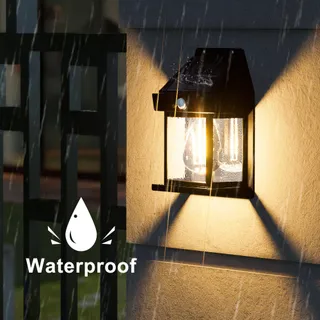FLACCHI Solar LED Lampen Bewegingsmelder Warmwit Garage 4x IP65 — miniatuur 2