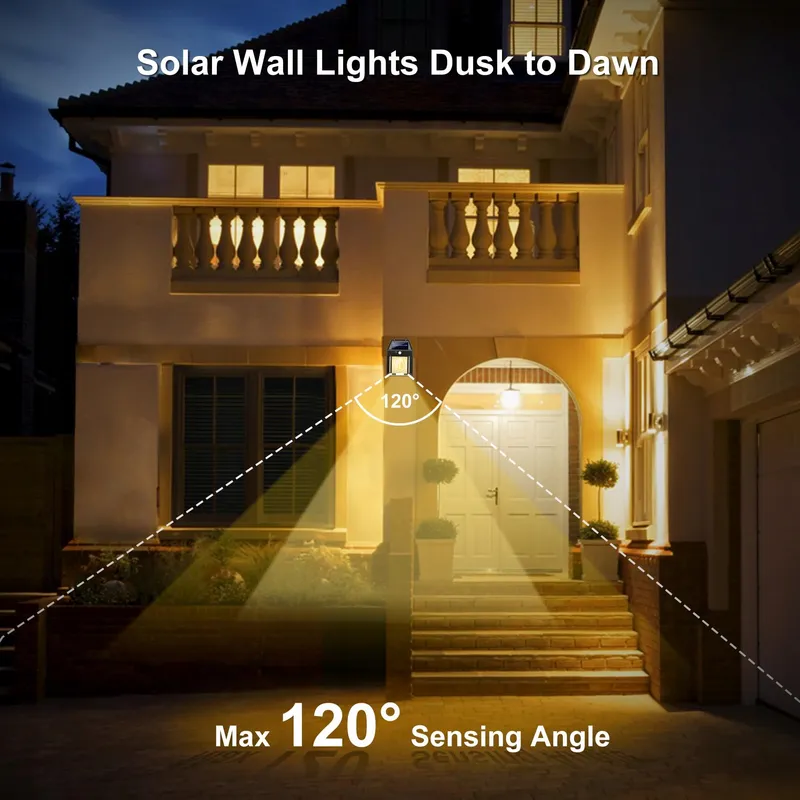 FLACCHI Solar LED Lampen Bewegingsmelder Warmwit Garage 4x IP65 — foto 6