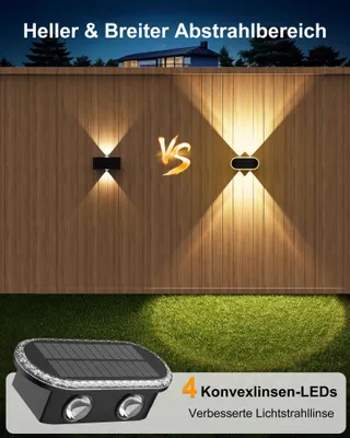 HIROMECO Solar Buitenlamp Up Down 3 Standen Tuin 4 St — miniatuur 2