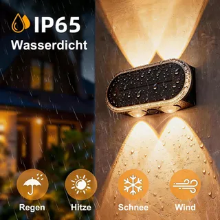 HIROMECO Solar Buitenlamp Up Down 3 Standen Tuin 4 St — miniatuur 4