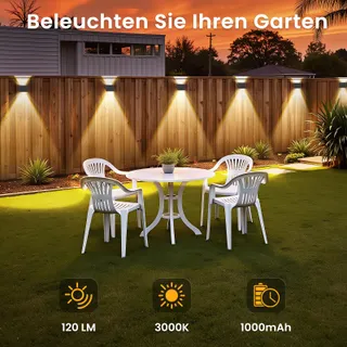 DELAIGLOW Solar Buitenlampen Up Down Warmwit Waterdicht 6x IP67 — miniatuur 6