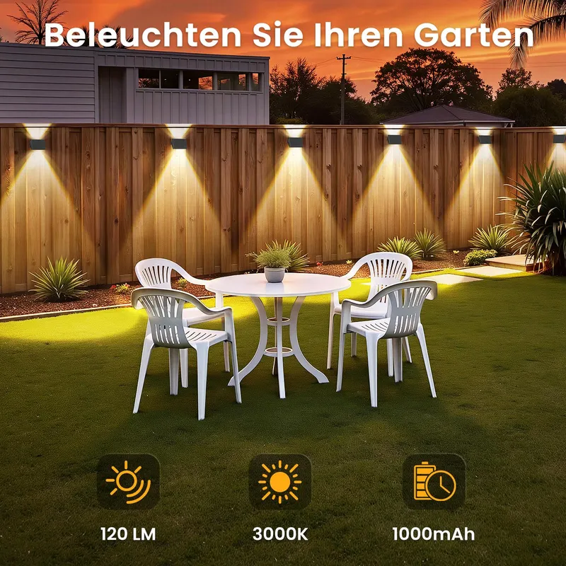 DELAIGLOW Solar Buitenlampen Up Down Warmwit Waterdicht 6x IP67 — foto 6