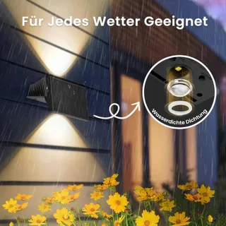 DELAIGLOW Solar Buitenlampen Up Down Warmwit Waterdicht 6x IP67 — miniatuur 2