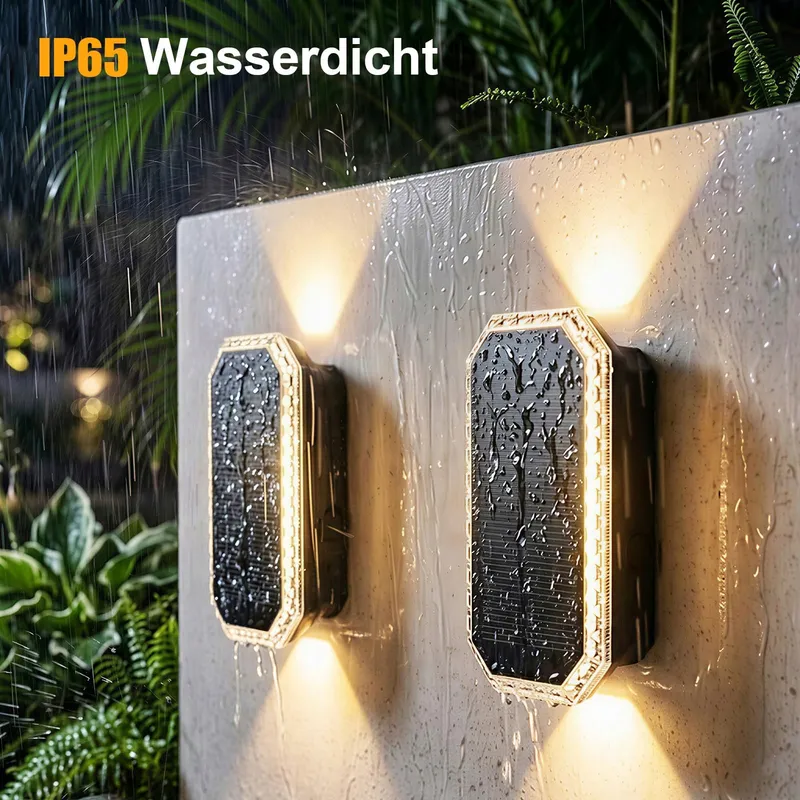 SUNNMO Solar LED Wandlamp Up-Down Buiten 3 Kleuren 6 Stuks IP65 — foto 6