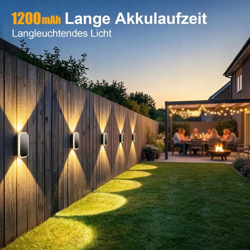SUNNMO Solar LED Wandlamp Up-Down Buiten 3 Kleuren 6 Stuks IP65 — foto 5
