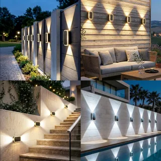 SUNNMO Solar LED Wandlamp Up-Down Buiten 3 Kleuren 6 Stuks IP65 — miniatuur 8