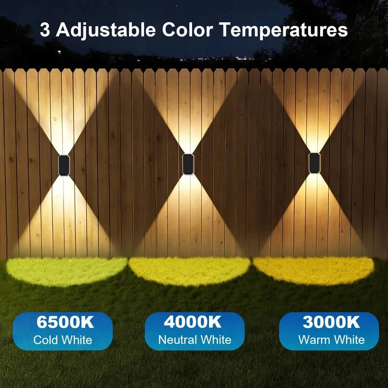 GILIWOSY Solar Wandlamp Buiten Waterdicht 3 Kleuren 4 Stuks IP65 — foto 3