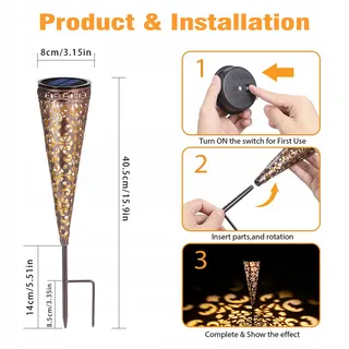 GÖRVITOR Solarlampen Metaal Oosters Tuin IP65 8 Stuks — miniatuur 7