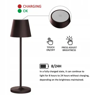 K-BRIGHT LED Tafellamp Oplaadbaar Dimbaar USB Warm Bruin — miniatuur 4