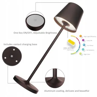 K-BRIGHT LED Tafellamp Oplaadbaar Dimbaar USB Warm Bruin — miniatuur 3