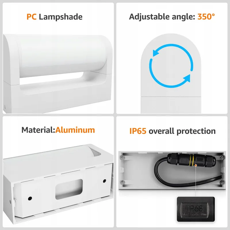 K- LED Buitenwandlamp Waterdicht Tuin Terras Wit 18W IP65 — foto 4