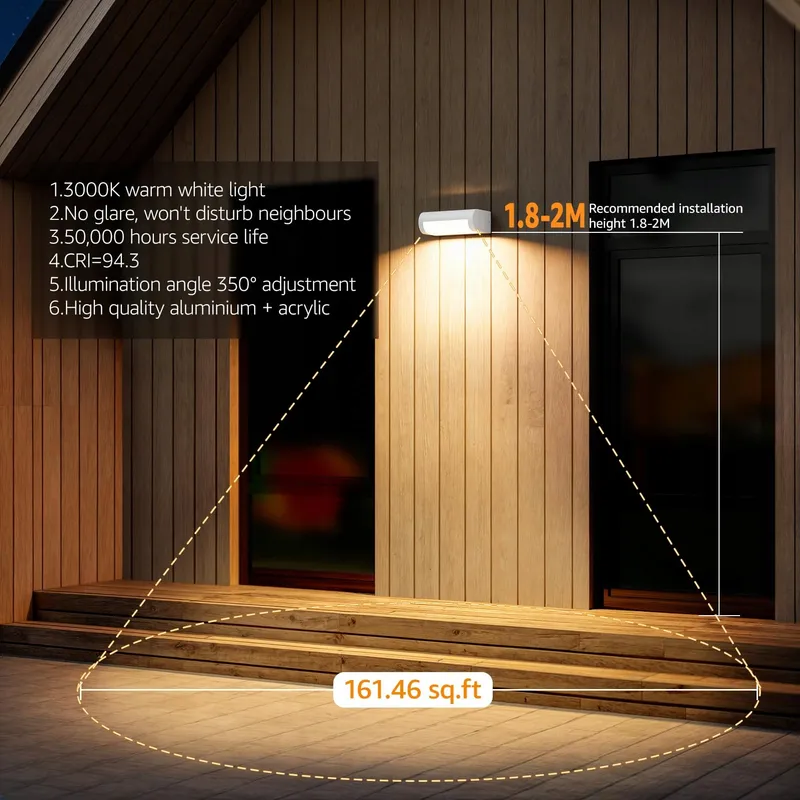 K- LED Buitenwandlamp Waterdicht Tuin Terras Wit 18W IP65 — foto 3