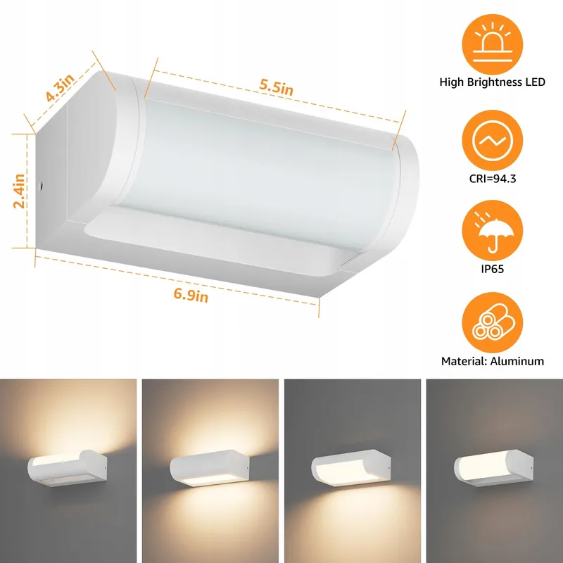 K- LED Buitenwandlamp Waterdicht Tuin Terras Wit 18W IP65 — foto 5