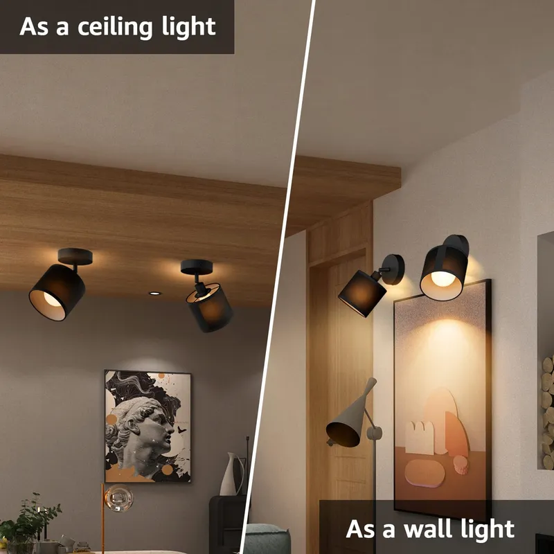 K-BRIGHT Plafondspot Verstelbaar Zwart Aluminium Rond E14 2 Stuks — foto 2