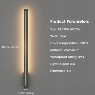 K-BRIGHT LED Wandlamp Modern Waterdicht Zwart 100cm 3000K IP54 — miniatuur 6