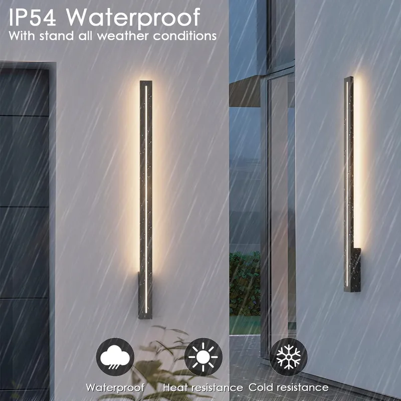 K-BRIGHT LED Wandlamp Modern Waterdicht Zwart 100cm 3000K IP54 — foto 3