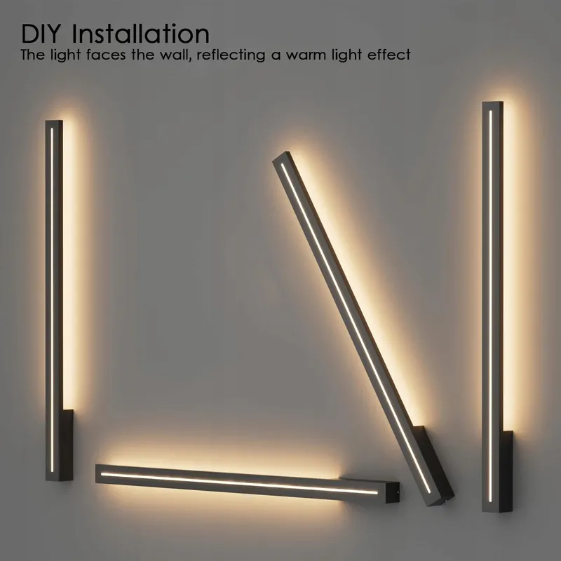 K-BRIGHT LED Wandlamp Modern Waterdicht Zwart 100cm 3000K IP54 — foto 2