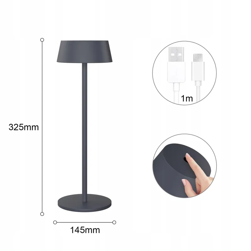 K-BRIGHT Set 2 LED Tafellampen Oplaadbaar Waterdicht 3000K — foto 2