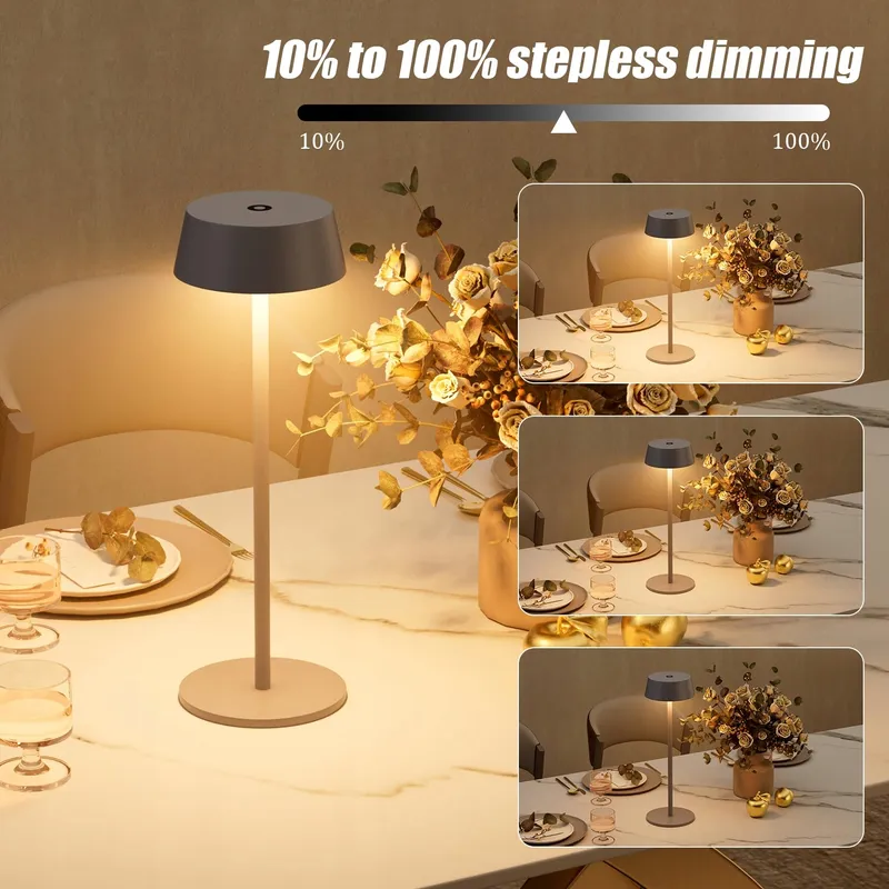 K-BRIGHT Set 2 LED Tafellampen Oplaadbaar Waterdicht 3000K — foto 3