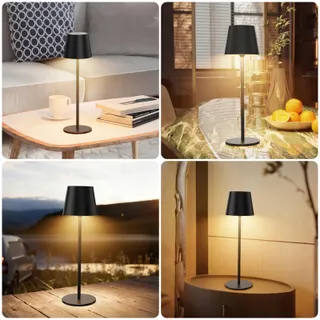 K-BRIGHT Set 2 Tafellampen Oplaadbaar USB-C IP54 Zwart 3 Standen — miniatuur 7