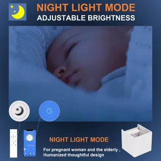 K-BRIGHT Set 2 LED Wandlampen Afstandsbediening Dimbaar Wit 14W IP65 — miniatuur 4
